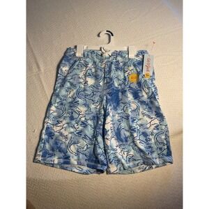 Kids Cat & Jack Blue Dinosaur Tie Dye Pajama Sleep Shorts Size L 12-14